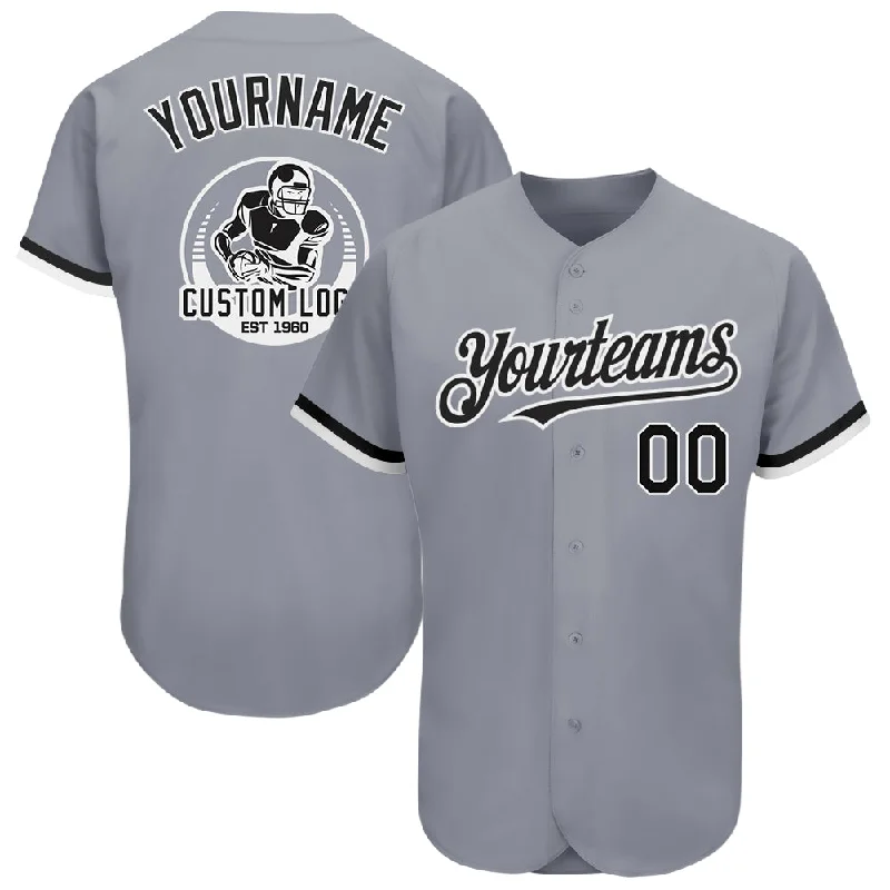 Custom Baseball Jerseys For Special Teams-Custom Gray Black-White Authentic Baseball Jersey