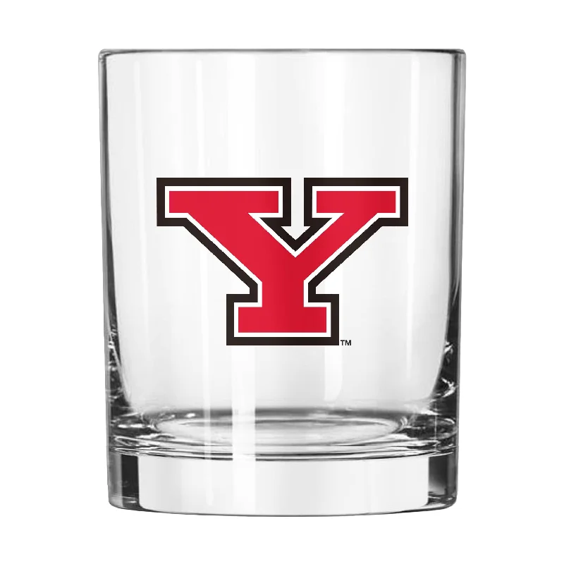 Fun Custom Mugs For Teams-Youngstown State 14oz Gameday Rocks Glass