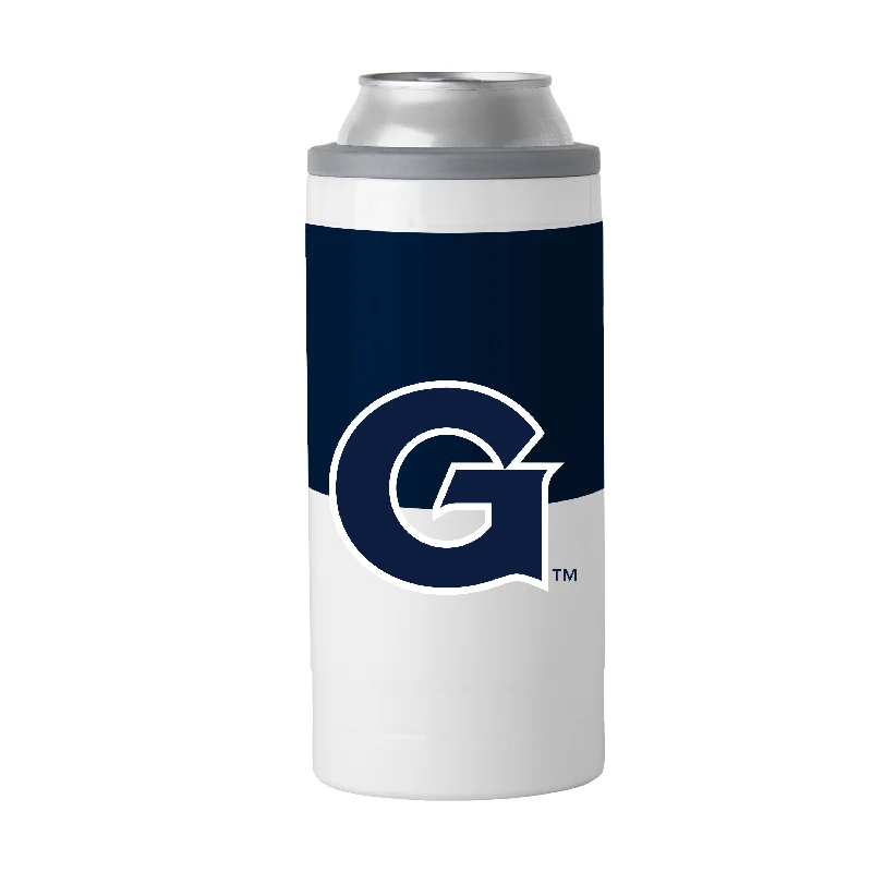 Team Mugs With Custom Patterns-Georgetown 12oz Colorblock Slim Can Coolie