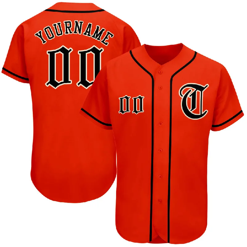 Personalized Baseball Jerseys With Vibrant Designs-Custom Orange Black-Cream Authentic Baseball Jersey