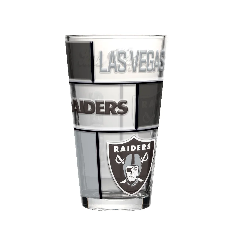 Gift Custom Team Mugs-Las Vegas Raiders 16oz Quilted Stained Pint Glass