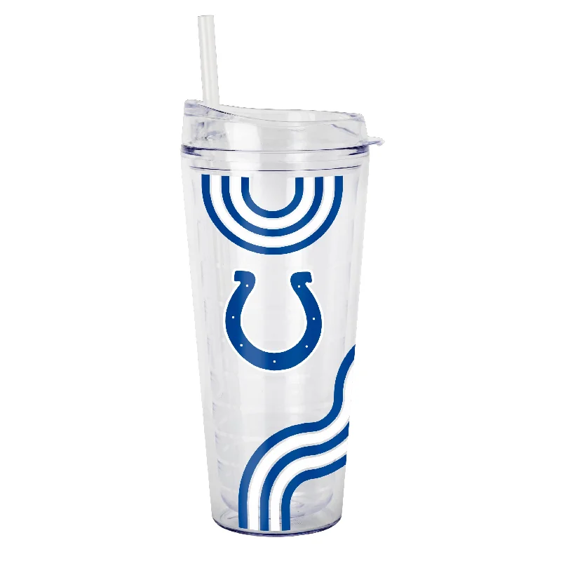 Limited Edition Team Mugs-Indianapolis Colts 22oz Waves Dbl Wall Clear Tumbler