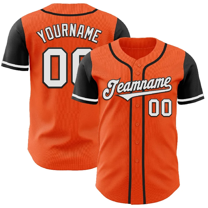 Custom Team Jerseys For Baseball Leagues-Custom Orange White-Black Authentic Two Tone Baseball Jersey