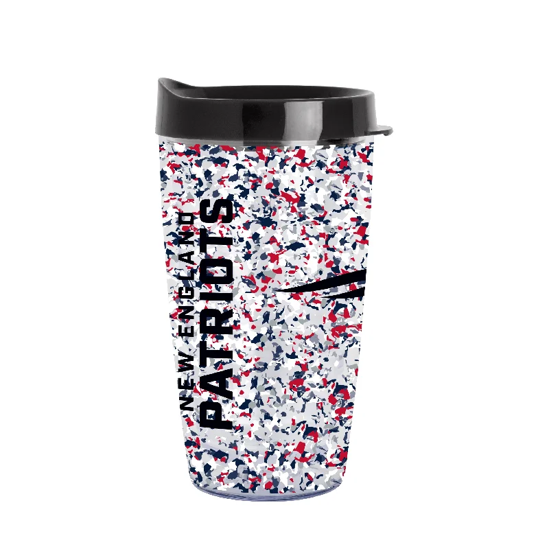 Personalized Team Coffee Mugs-New England Patriots 16oz Terrazzo Dbl Wall Clear Tumbler