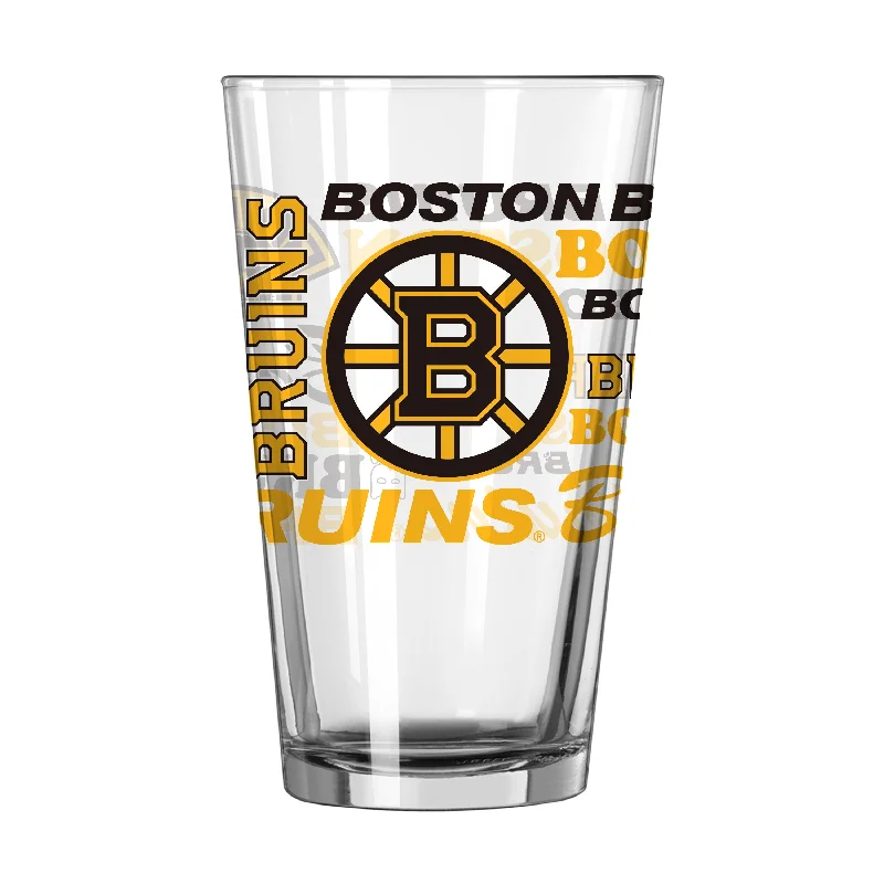 Personalized Team Mugs For Event Prizes-Boston Bruins 16oz Spirit Pint Glass