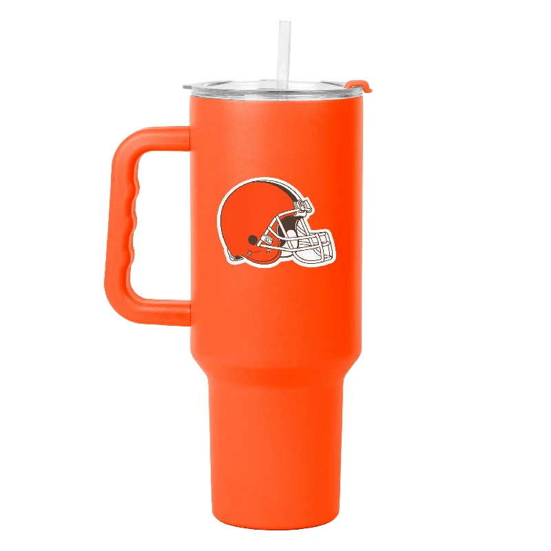 Custom Team Mugs For Group Gifts-Cleveland Browns 40oz Flipside Powder Coat Tumbler