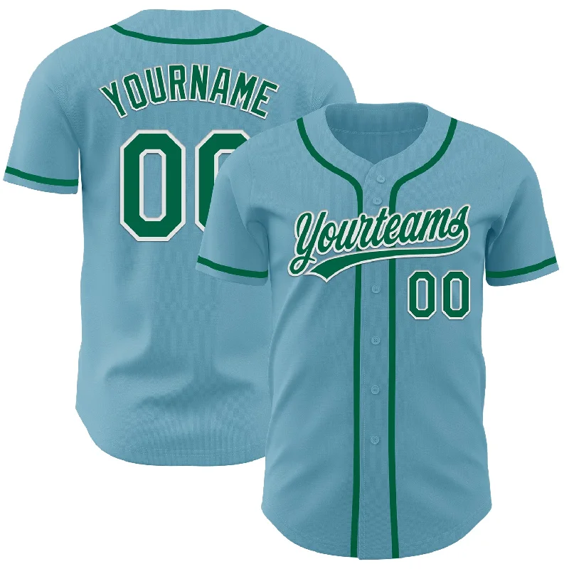 Classic Cotton Baseball Jerseys-Custom Shadow Blue Kelly Green-White Authentic Baseball Jersey